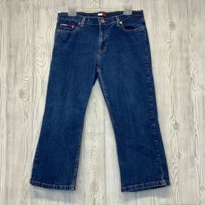 Vtg Tommy Hillfiger Womens Cropped Hip Denim Blue Jeans Size 13 Measures 34x22.5